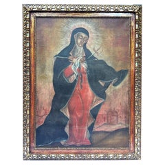 Late 17th Century Our Lady of Sorrows - Spanish Colonial oil on Canvas