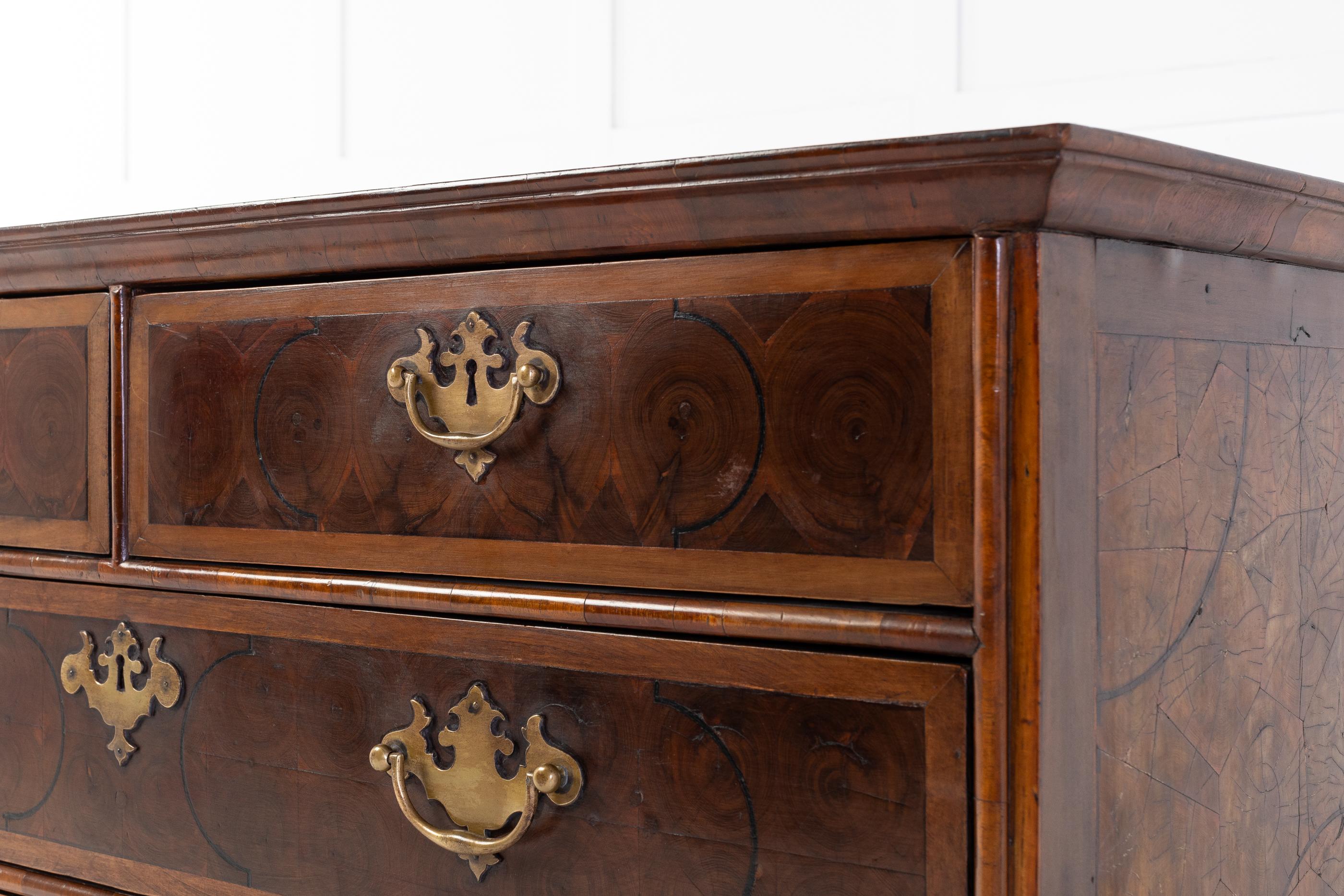 William and Mary Late 17th Century Oyster Chest of Drawers