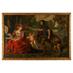 Late 17th Century  Painting Follower of Johann Hulsman  "Gallant Scene"  