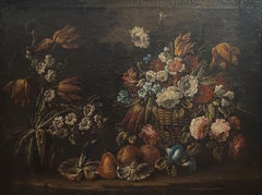 A Pair of Late 17th-Century Paintings Depicting Flowers and Fruit