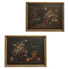 A Pair of Late 17th-Century Paintings Depicting Flowers and Fruit