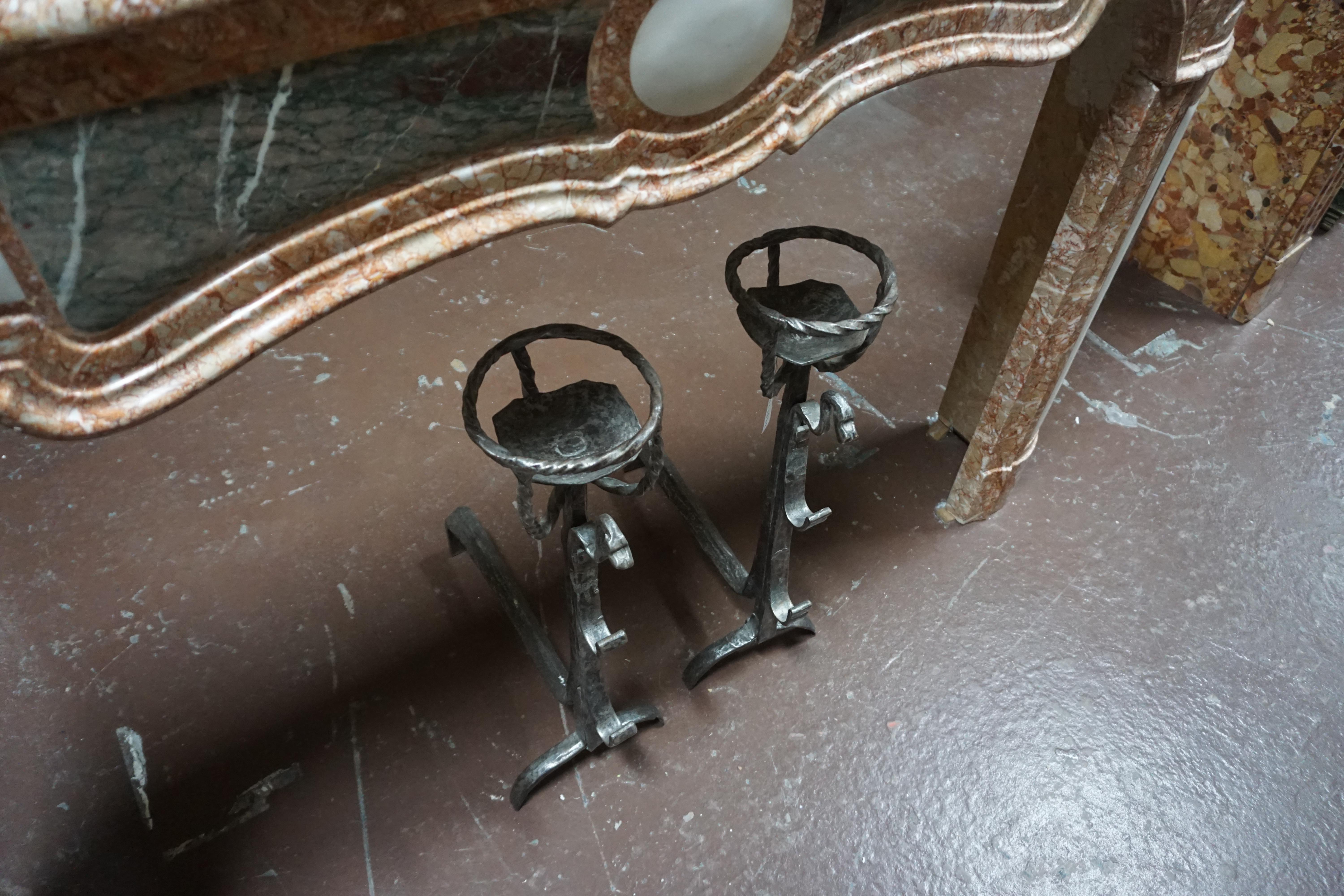 Late 17th Century Pair of Rustic Wrought-Iron Chenets 2