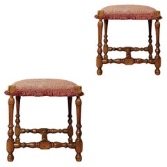 LATE 17th CENTURY PAIR OF WALNUT STOOLS