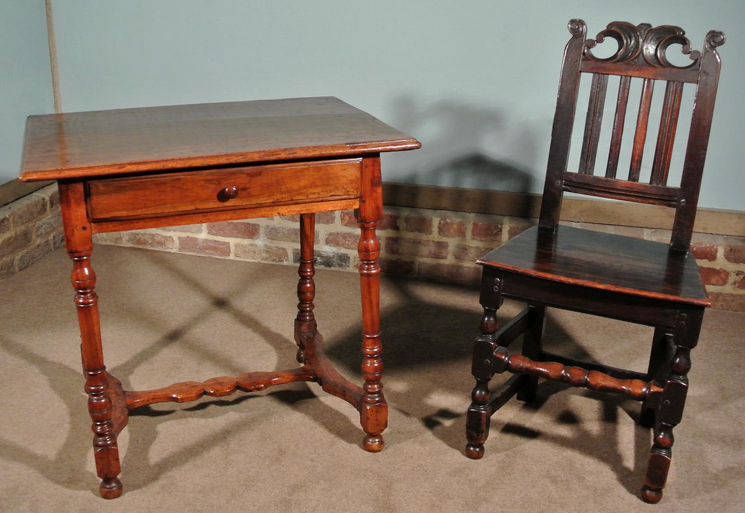 18th Century and Earlier Late 17th Century Solid Walnut Tavern Table For Sale
