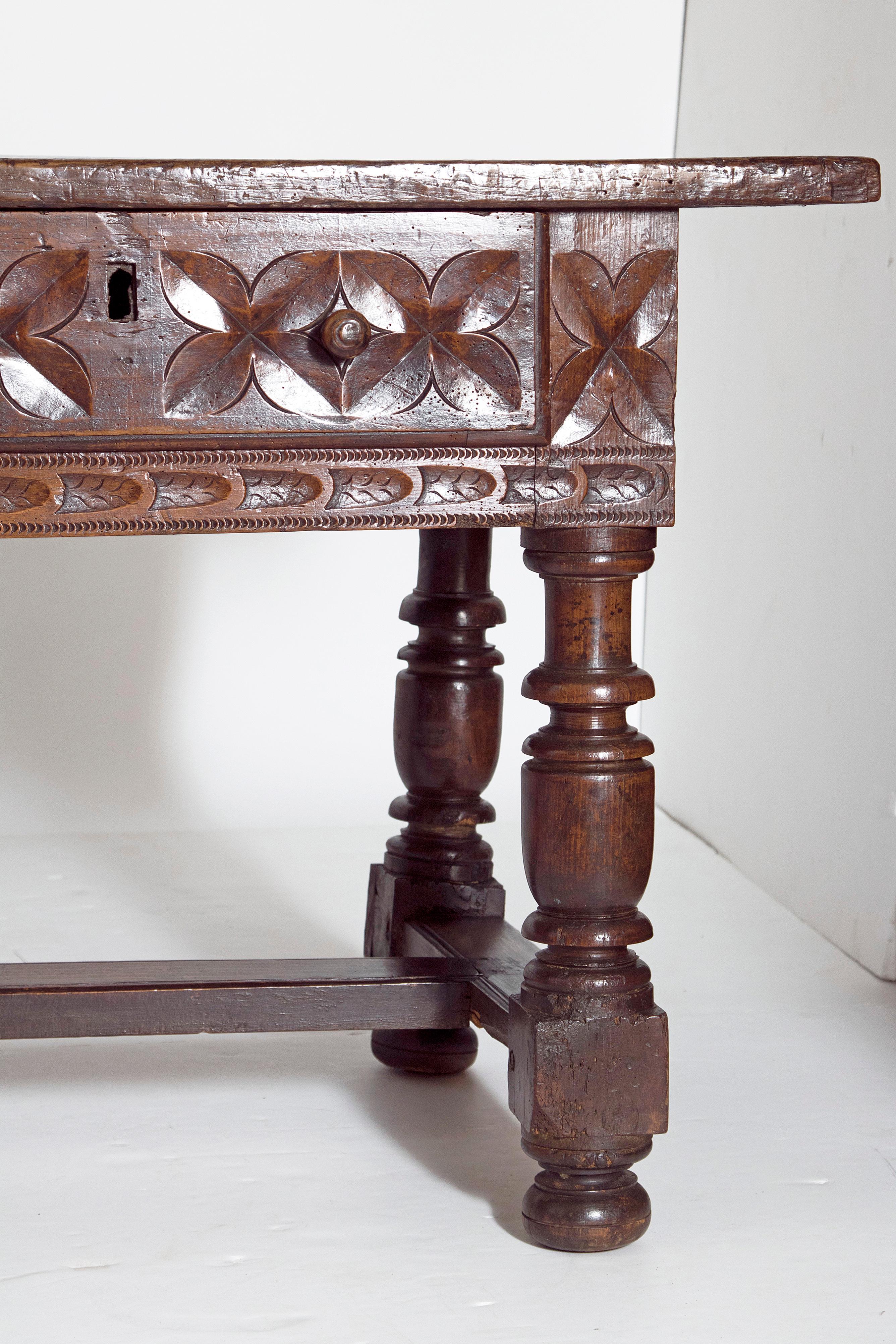 Wood Late 17th Century Spanish Baroque Walnut Centre Table