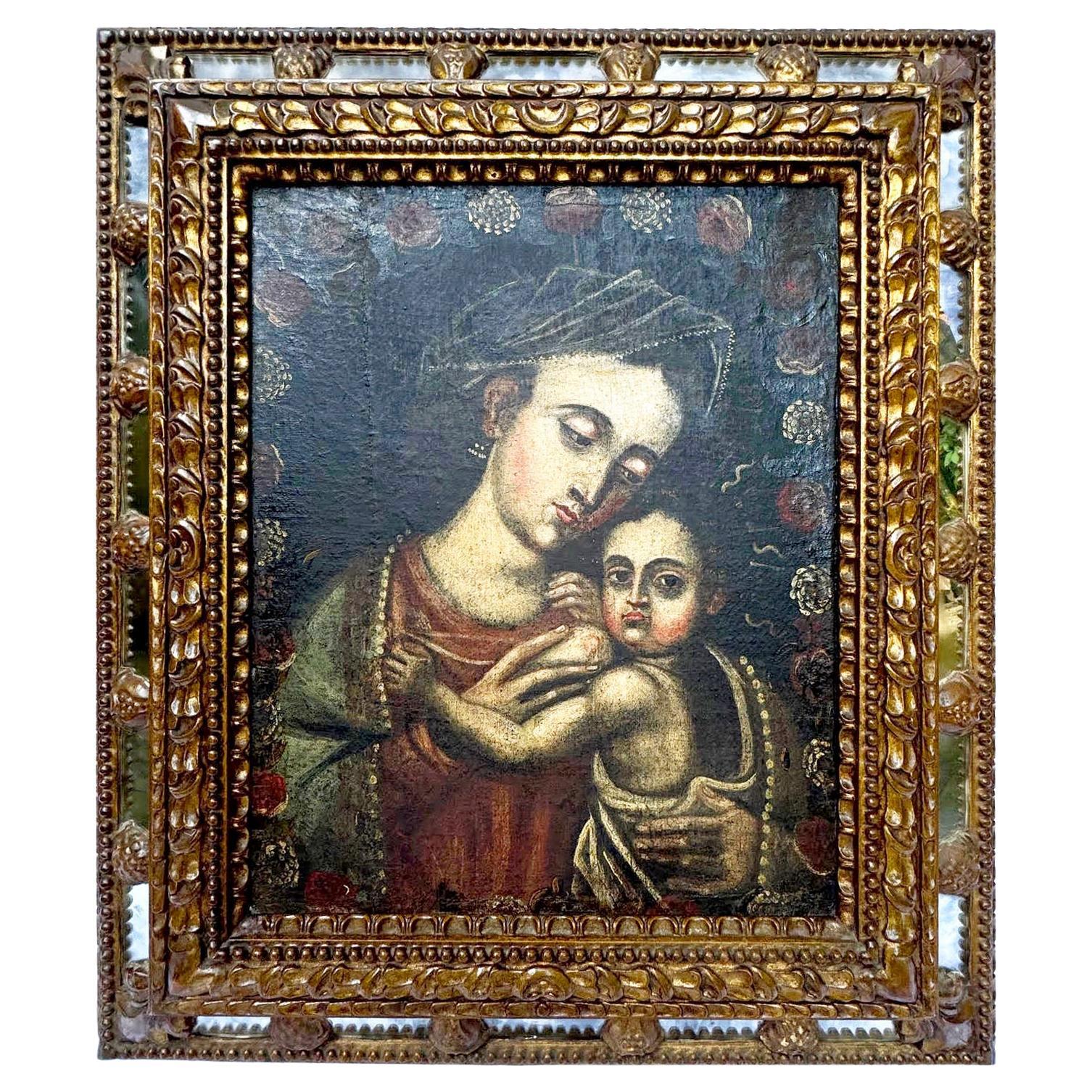 Nuestra Señora y el Niño Jesús coloniales españoles de finales del siglo XVII