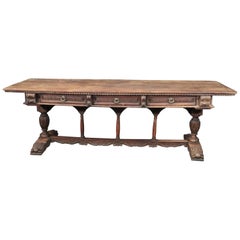 Late 17th Century Walnut Italian Baroque Monastic Library Trestle Dining Table