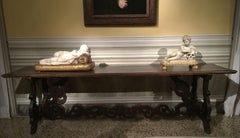 Late 17th Century White Marble Carved Child Nude Cupid Sculpture on Gilded Base