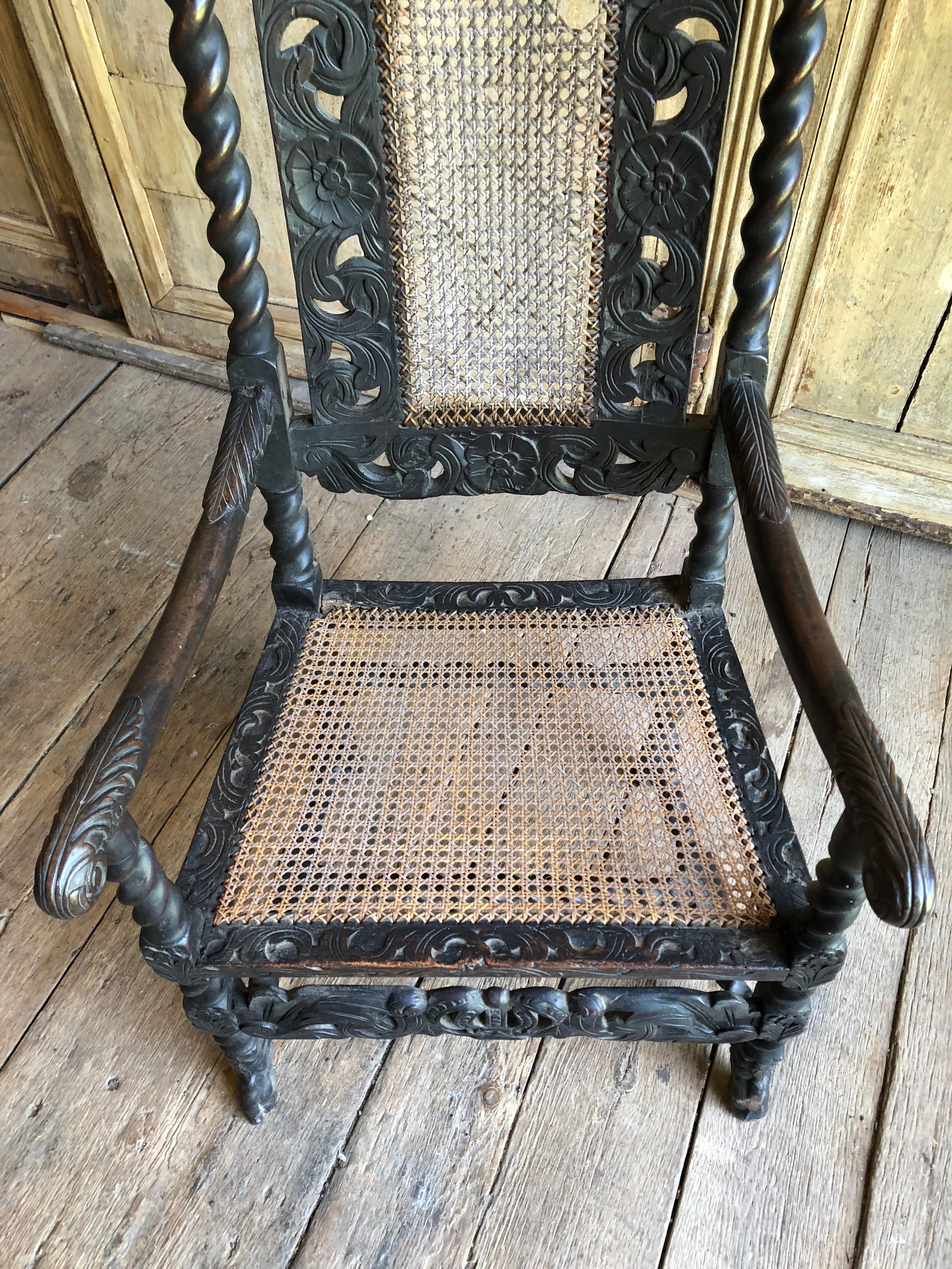 Carved Late 17th Century William and Mary Armchair