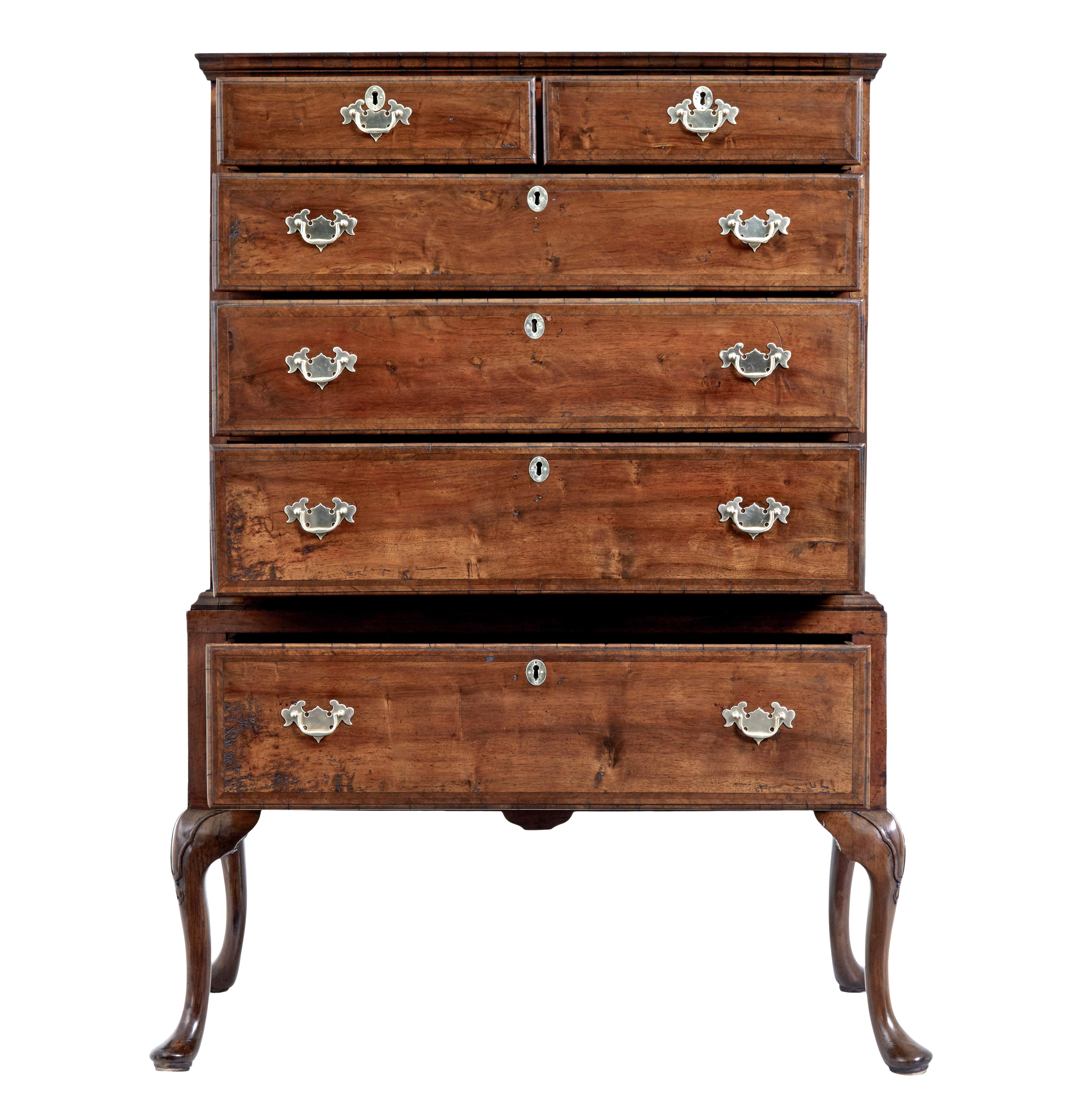 English Late 17th Century William and Mary Walnut Chest on Stand For Sale