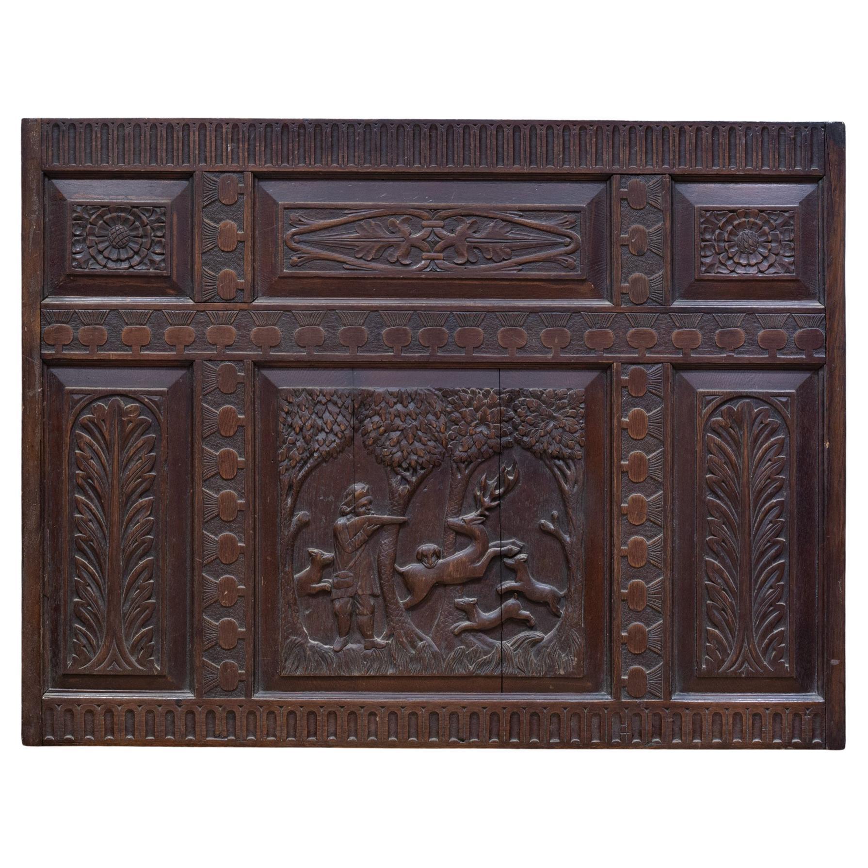 Late 17th/Early 18th C. Carved Wood Hunting Panel C.1680-1750
