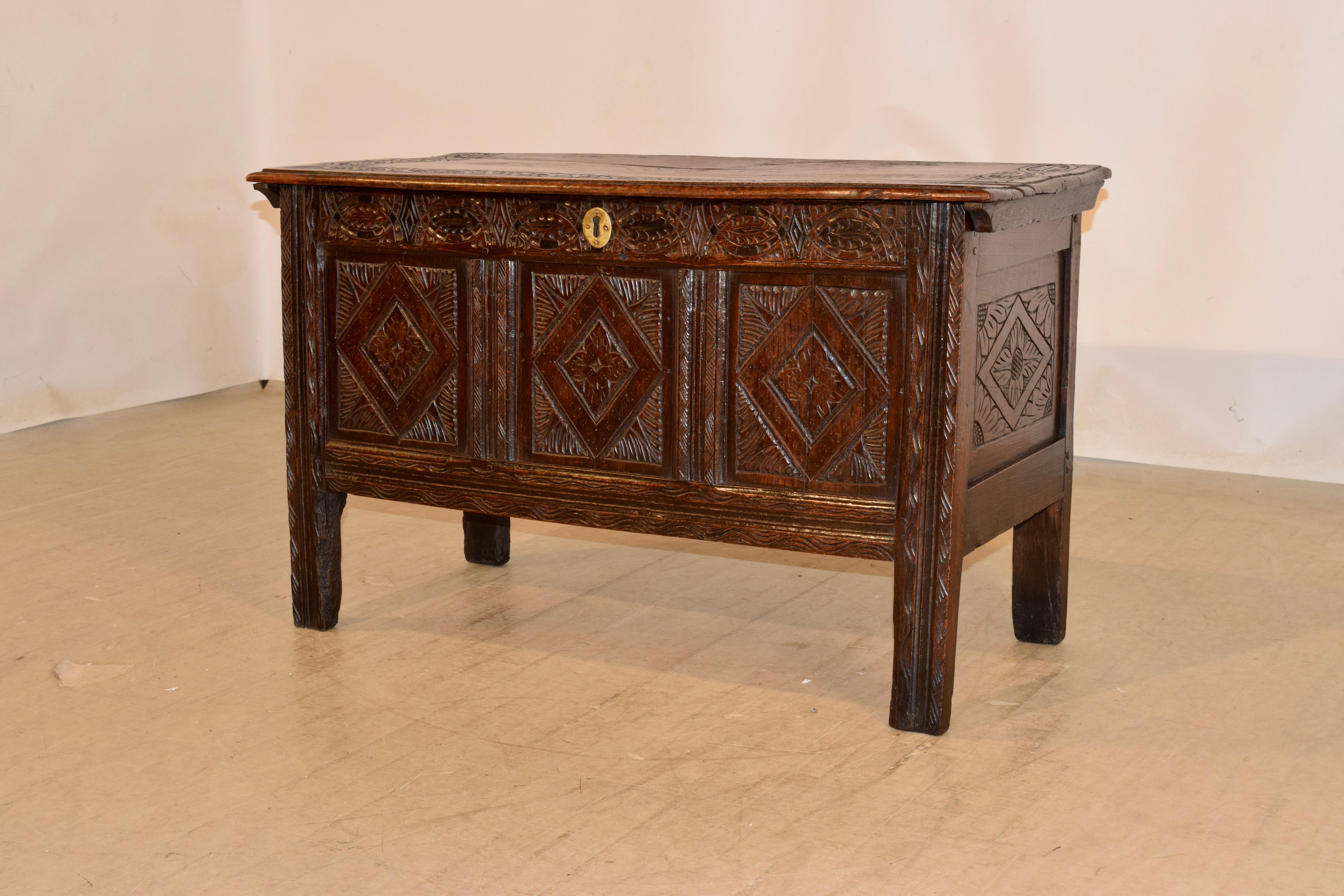 William and Mary Late 17th-Early 18th Century Carved Blanket Chest For Sale