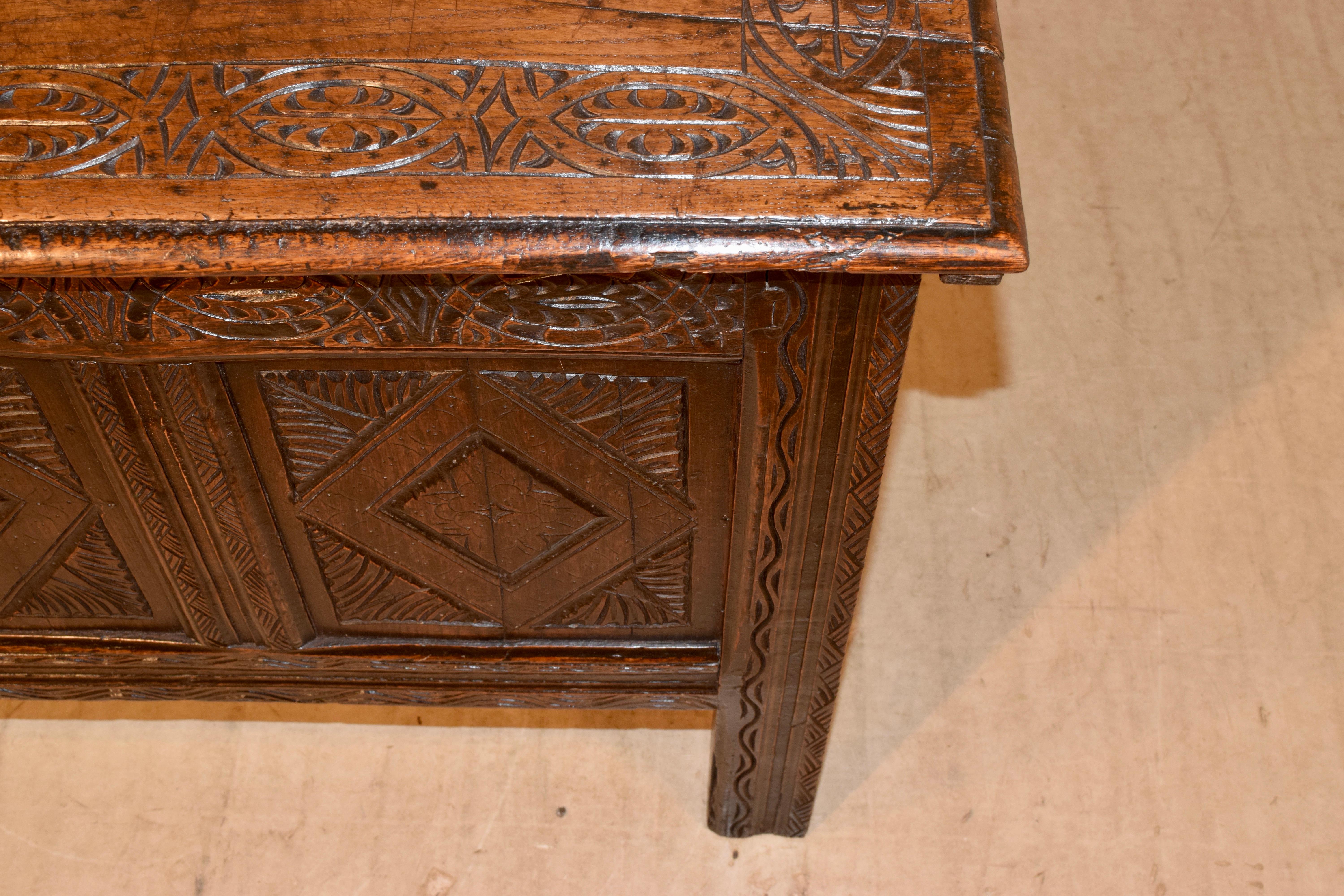 Late 17th-Early 18th Century Carved Blanket Chest In Good Condition For Sale In High Point, NC