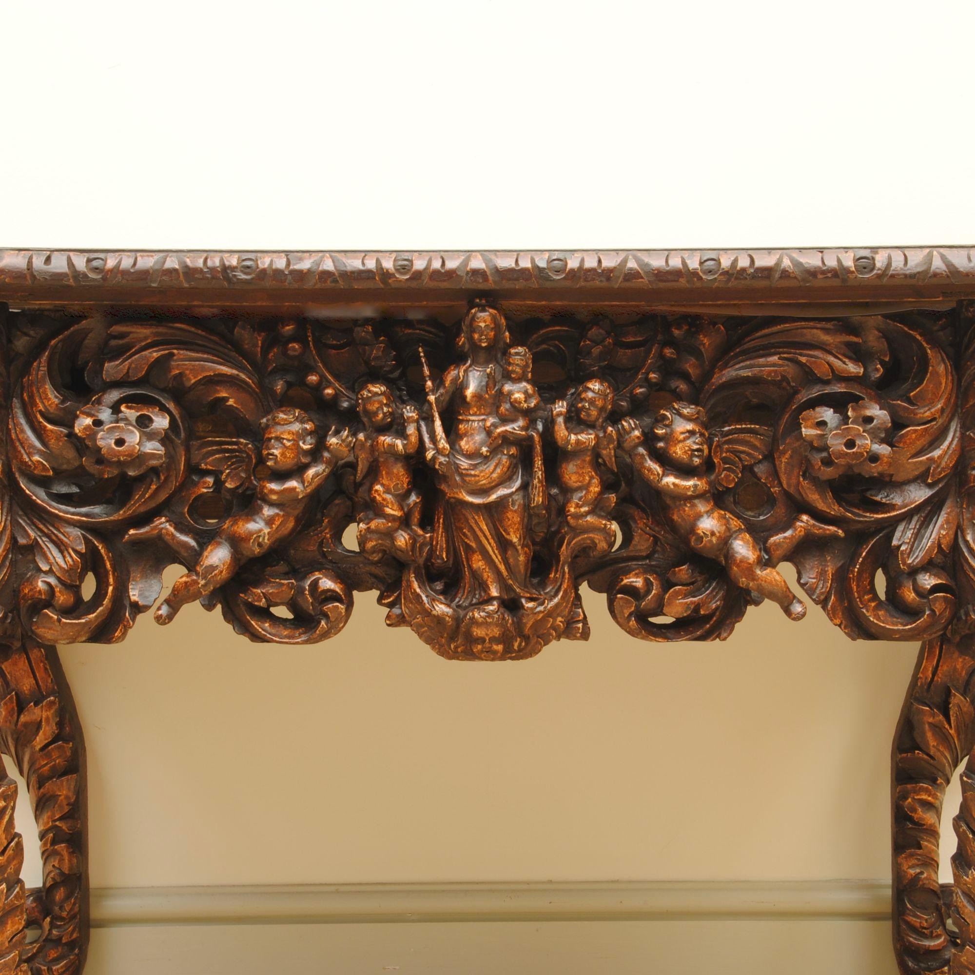 Dutch Late 17th/ Early 18th Century Carved Console Table For Sale