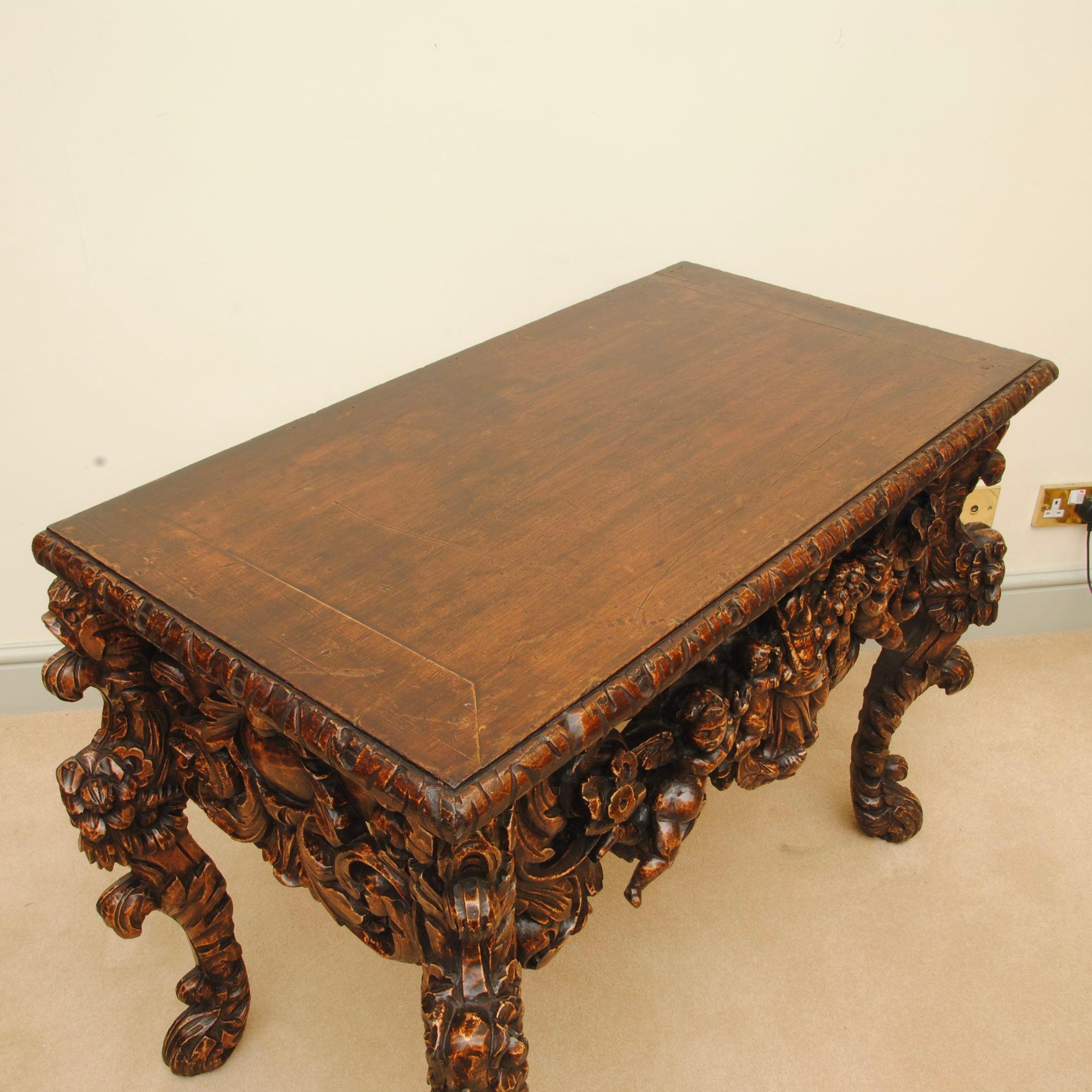 Wood Late 17th/ Early 18th Century Carved Console Table For Sale