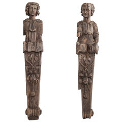Late 17th-Early 18th Century Carved Wood Fireplace Jambs