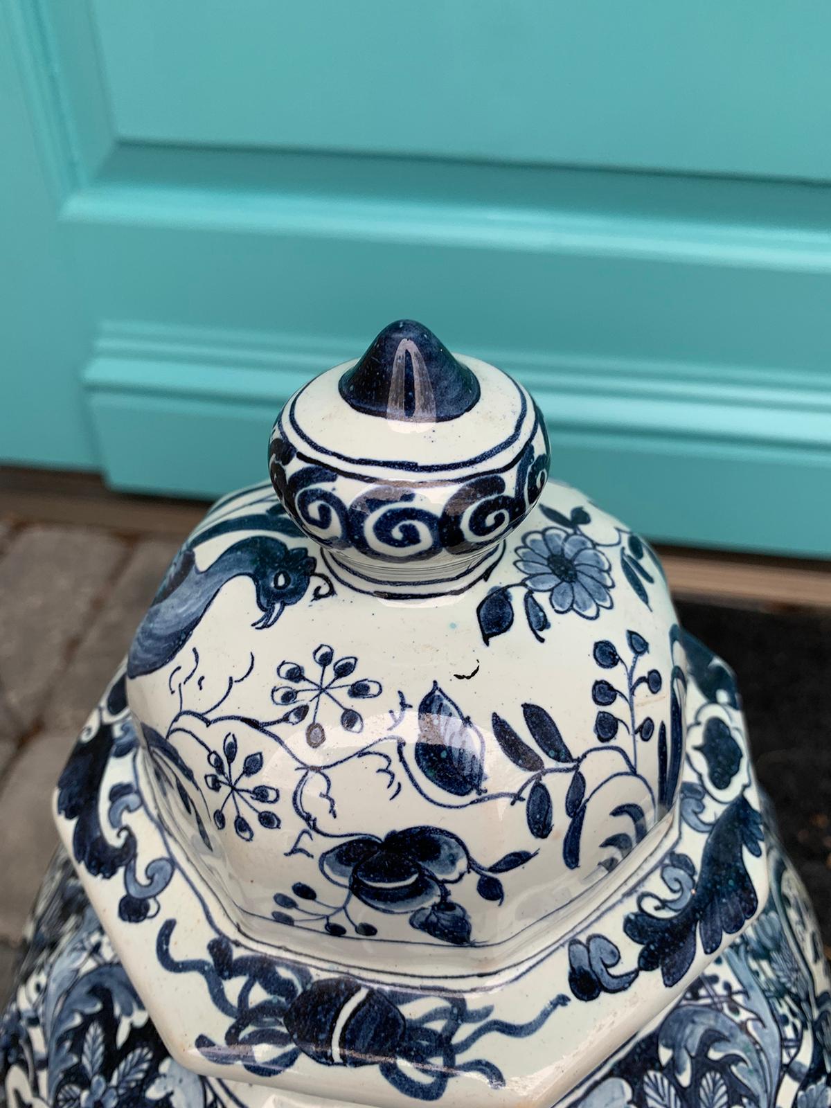 Late 17th-Early 18th Century Delft Blue & White Jar, Marked Pieter Van Der Briel 8