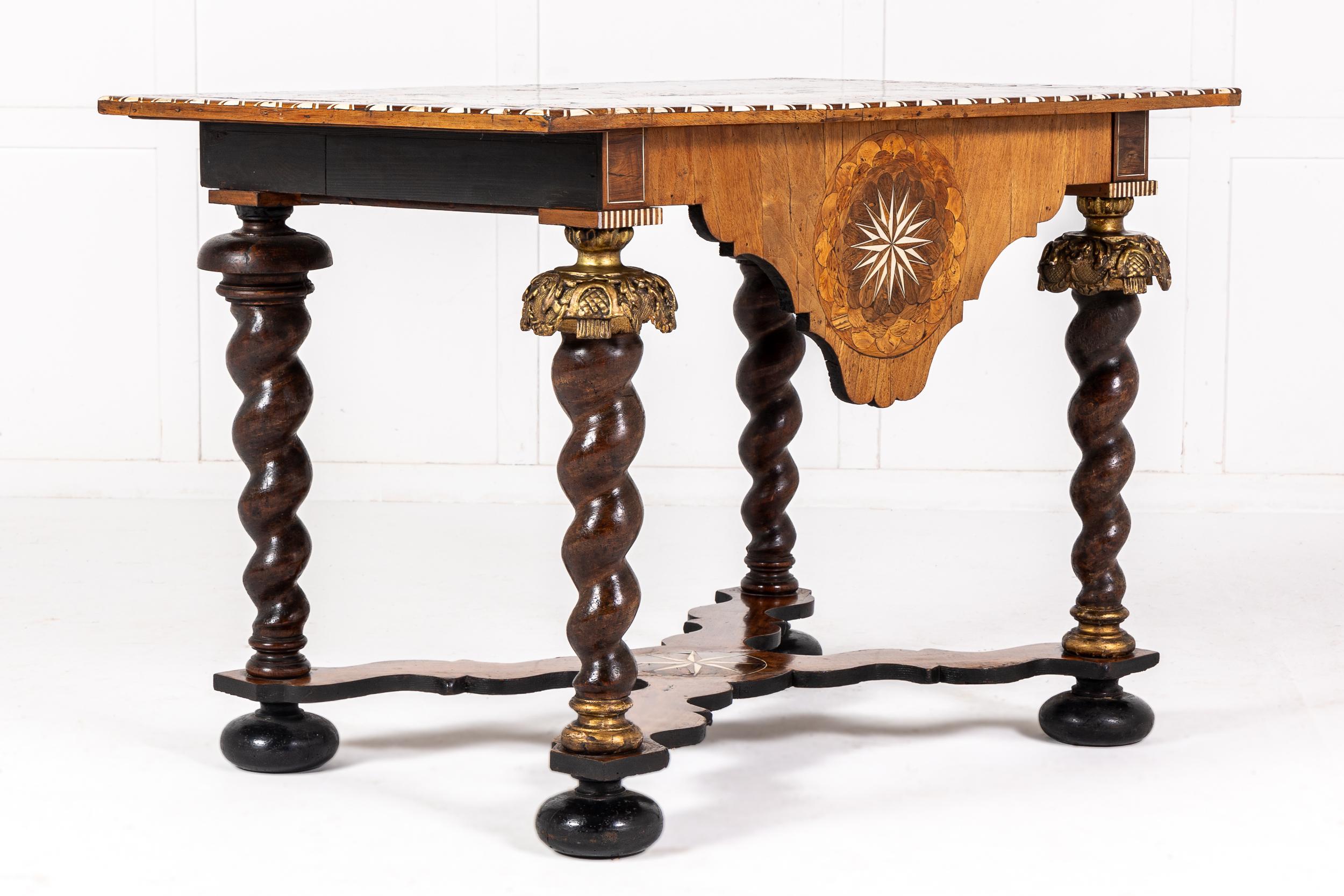 Late 17th/Early 18th Century Dutch Marquetry Side Table For Sale 4