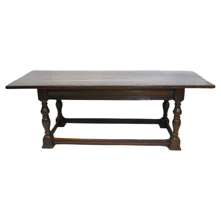 An 18th Century English Oak Refectory Table with Carved Apron An 18th Century English Oak Refectory Table with Carved Apron