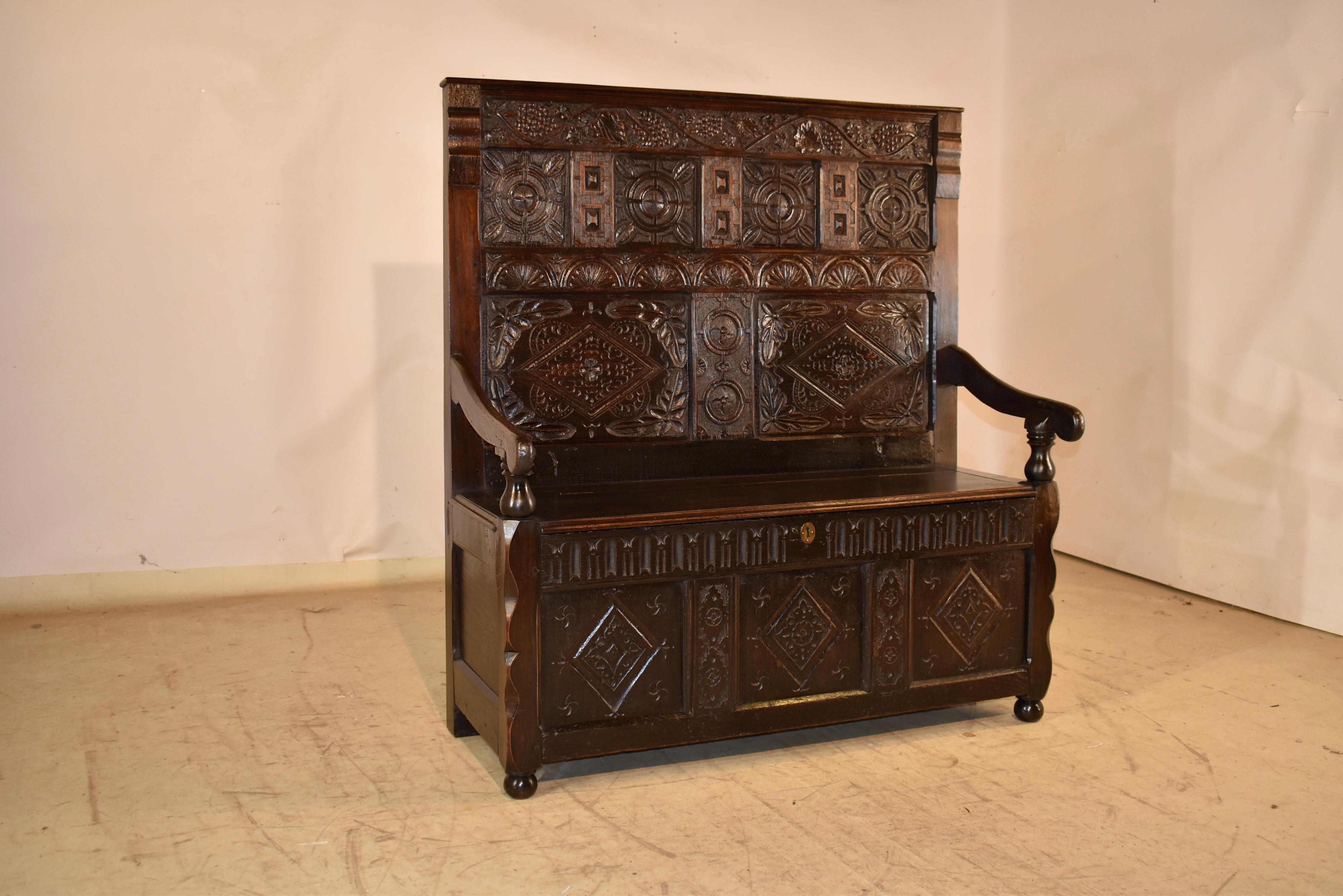 Late 17th/Early 18th Century English Oak Settle (William und Mary) im Angebot