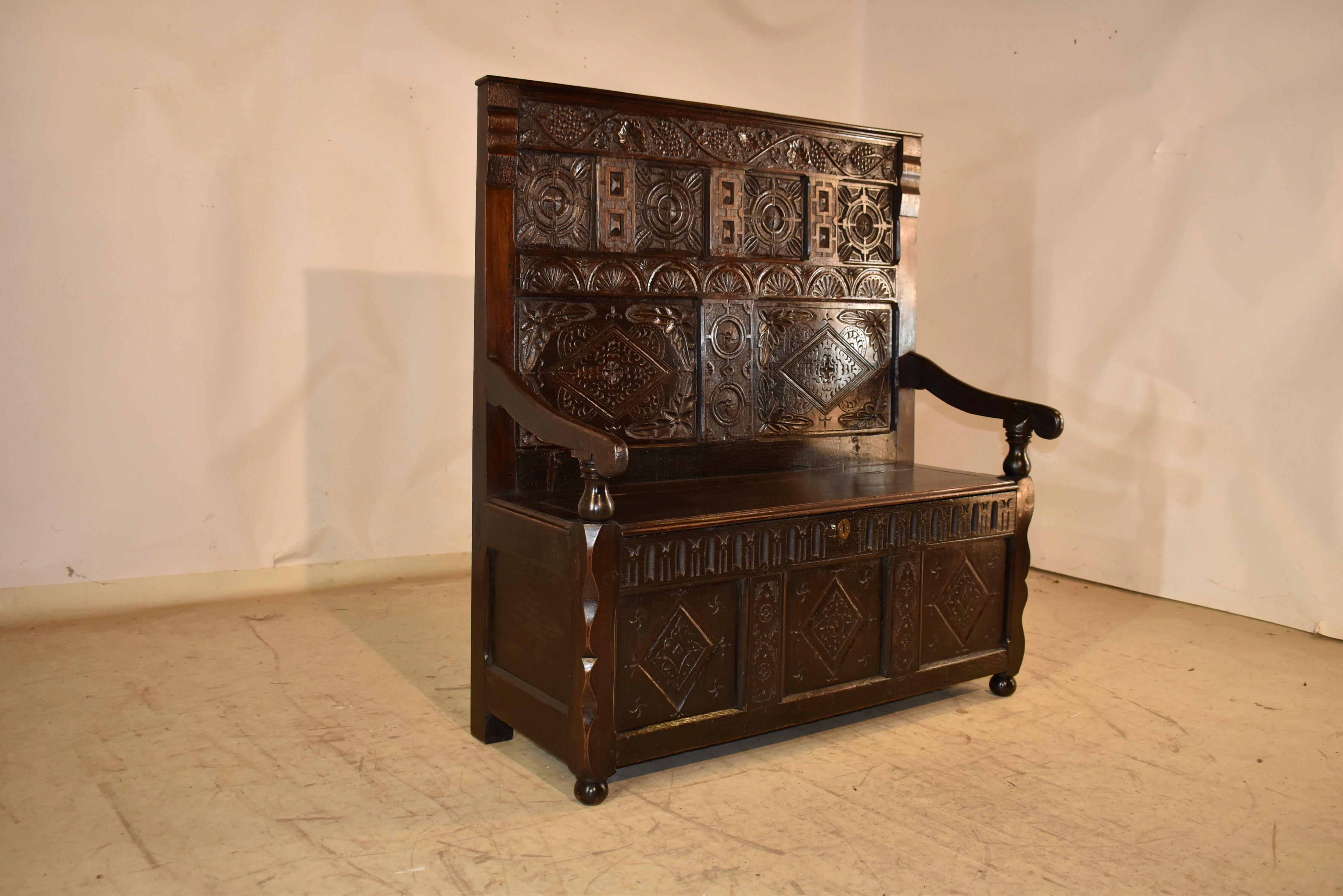 Late 17th/Early 18th Century English Oak Settle (Englisch) im Angebot