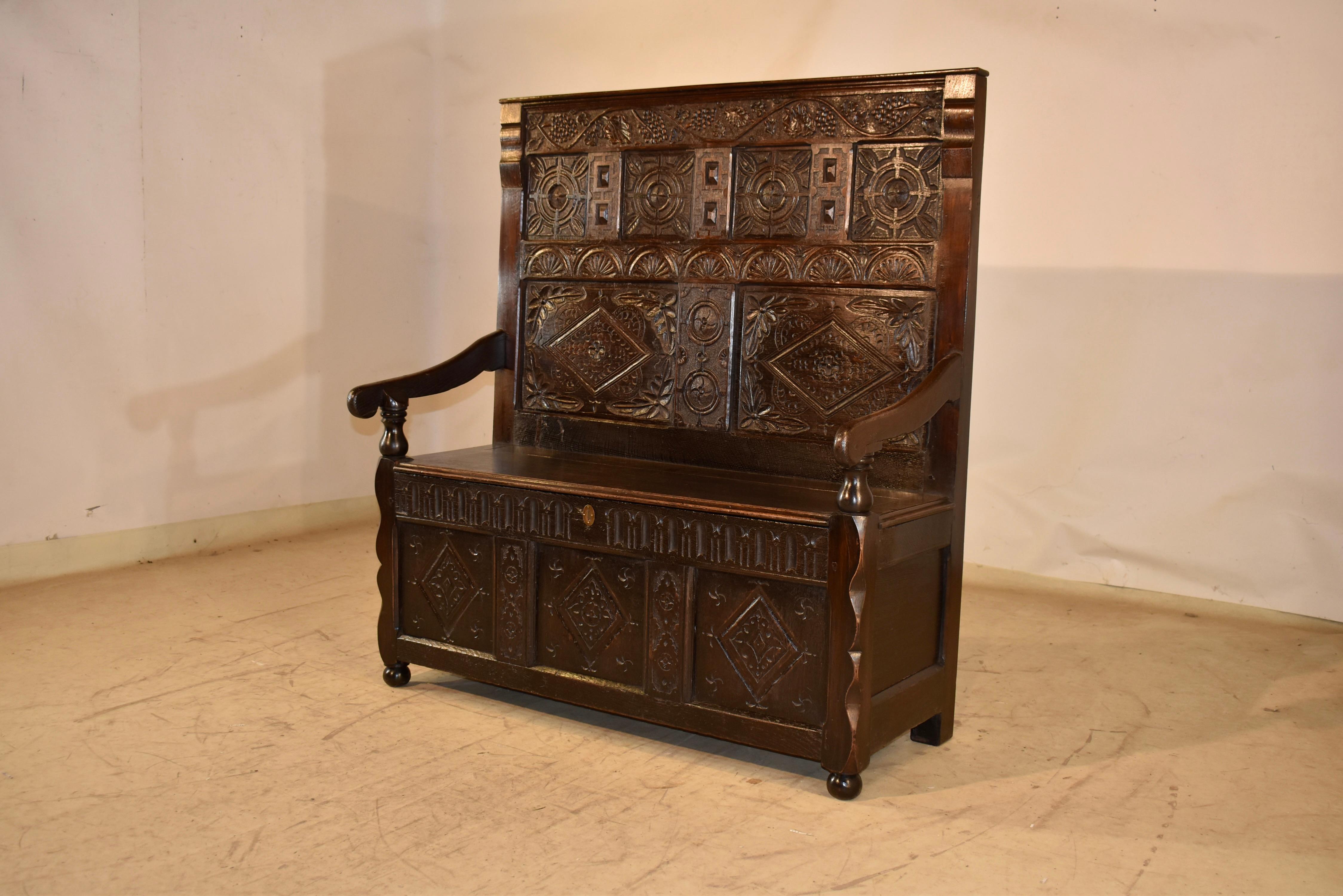 Late 17th/Early 18th Century English Oak Settle (18. Jahrhundert) im Angebot