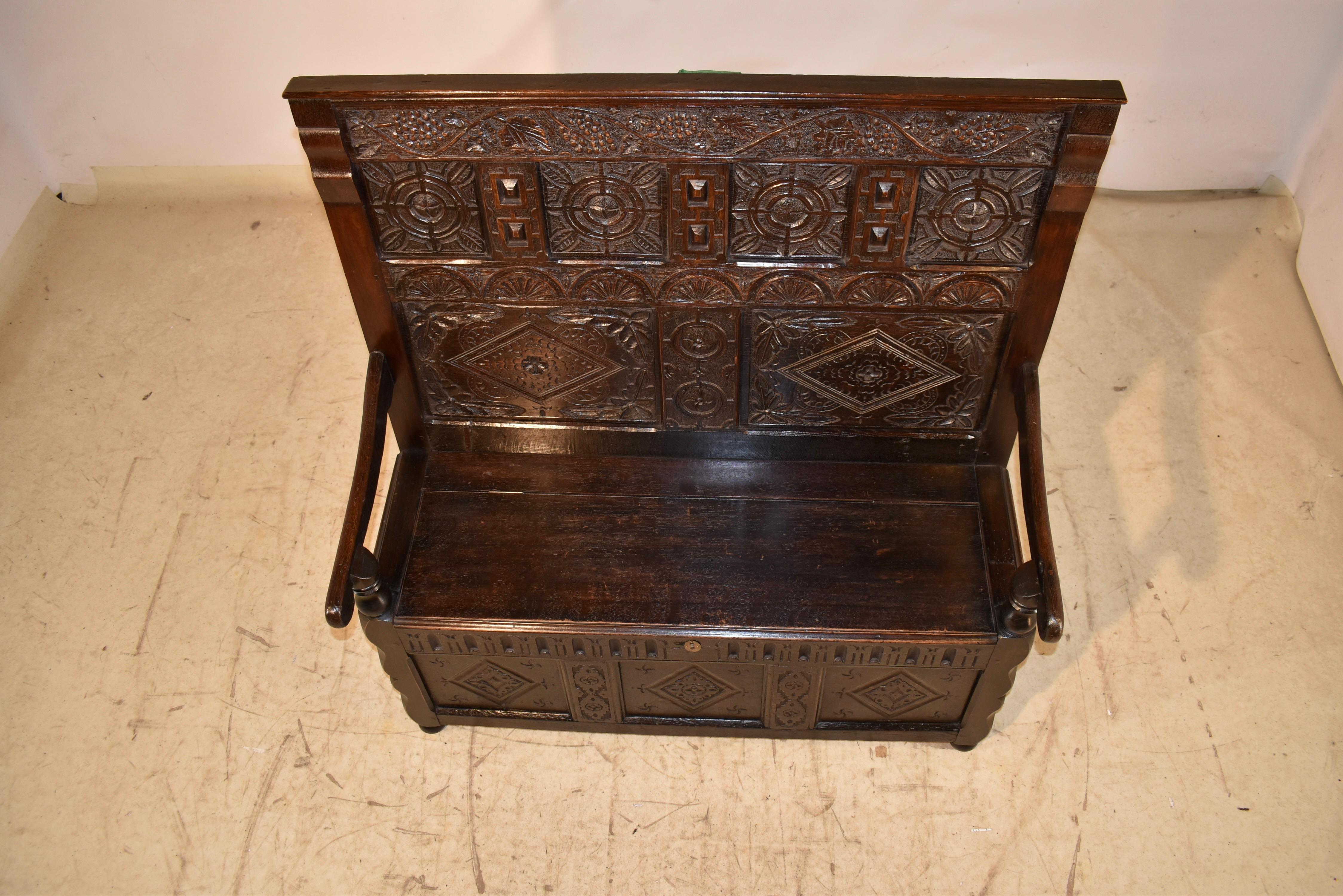 Late 17th/Early 18th Century English Oak Settle (Eichenholz) im Angebot
