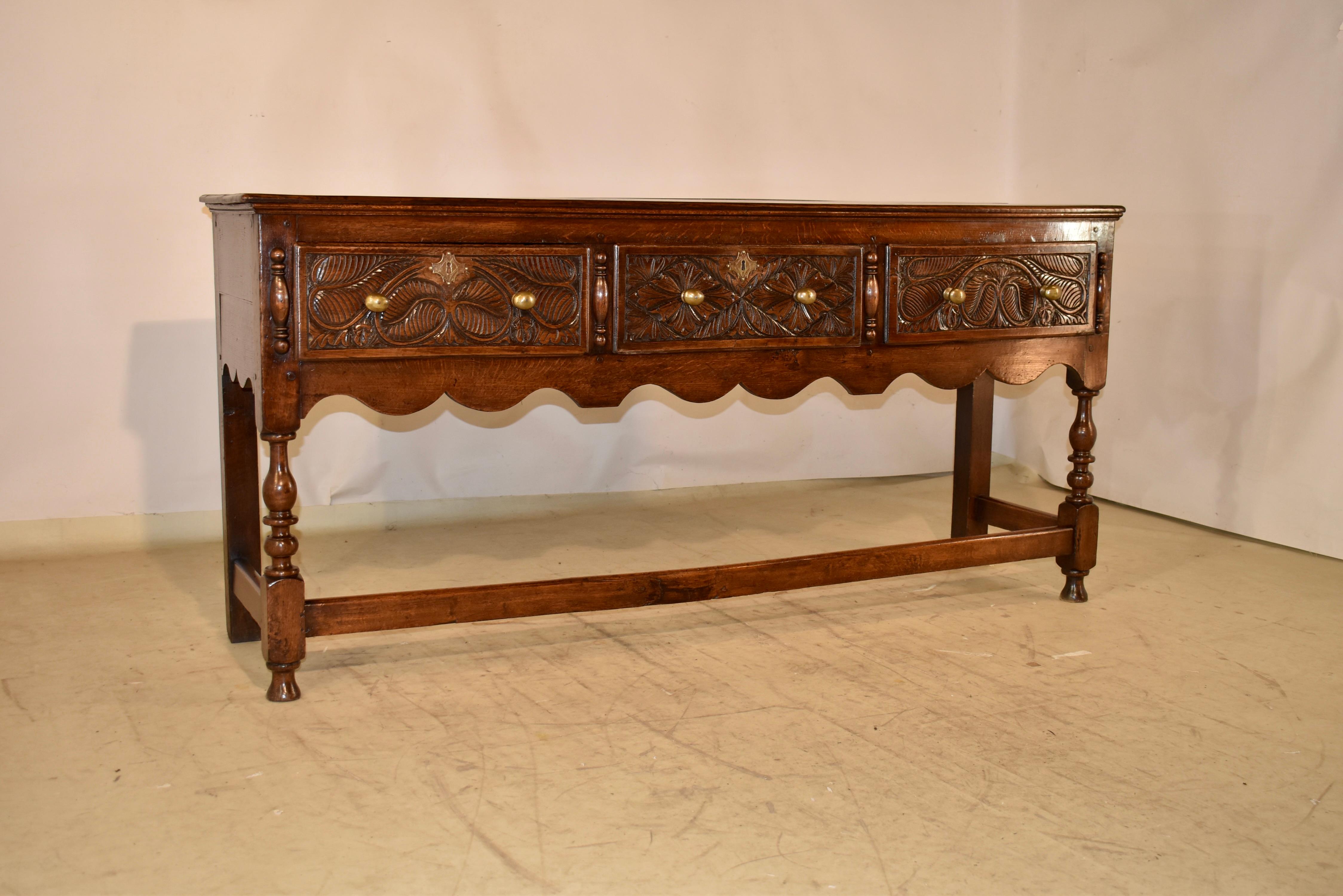William and Mary Credenza in Oak inglese della fine del XVII - inizio del XVIII secolo in vendita