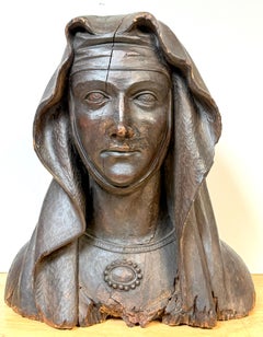 Late 17th–Early 18th Century Italian Carved Walnut Bust of Madonna Addolorata