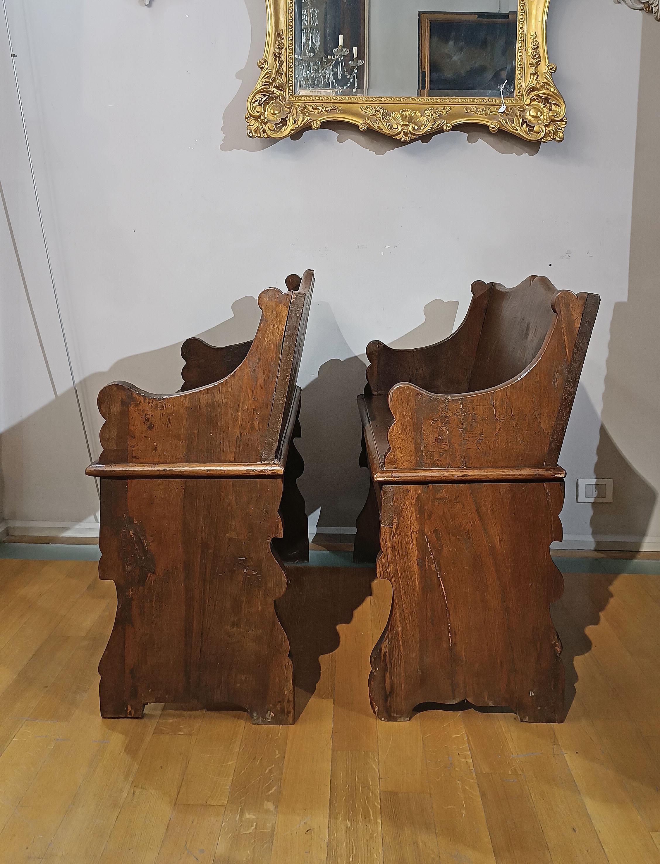 Louis XIV LATE 17th-EARLY 18th CENTURY PAIR OF LOUIS XIV WALNUT BENCHES For Sale