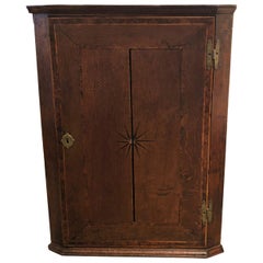 Late 18 Century English Oak Hanging Corner Cabinet