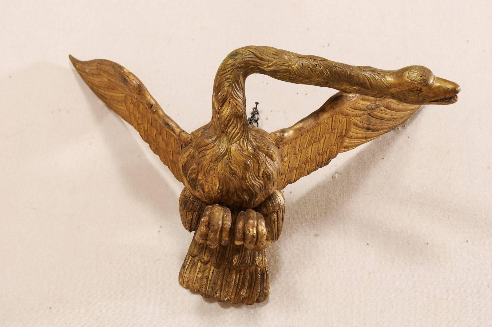 Late 18-Early 19th Century Italian Giltwood Carved Swan Wall Decor In Good Condition In Atlanta, GA