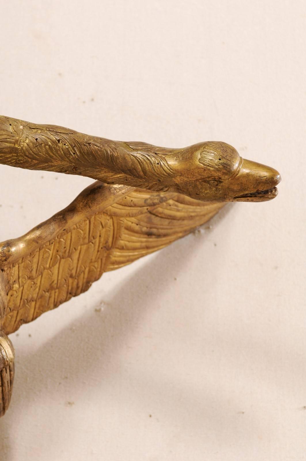 Late 18-Early 19th Century Italian Giltwood Carved Swan Wall Decor 2