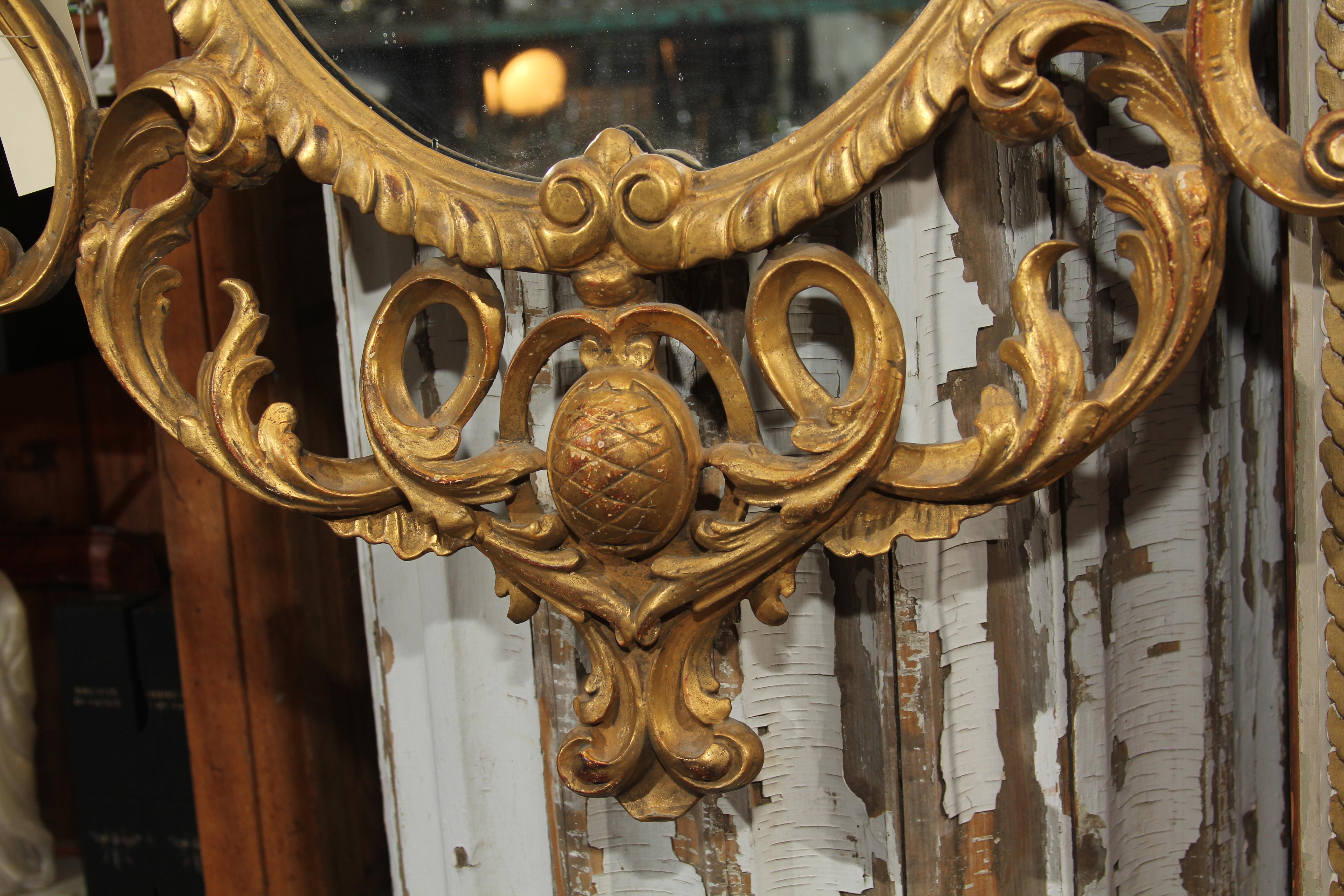 Late 18th Century Ornate Carved Wood and Gilt Mirror In Good Condition In Seattle, WA