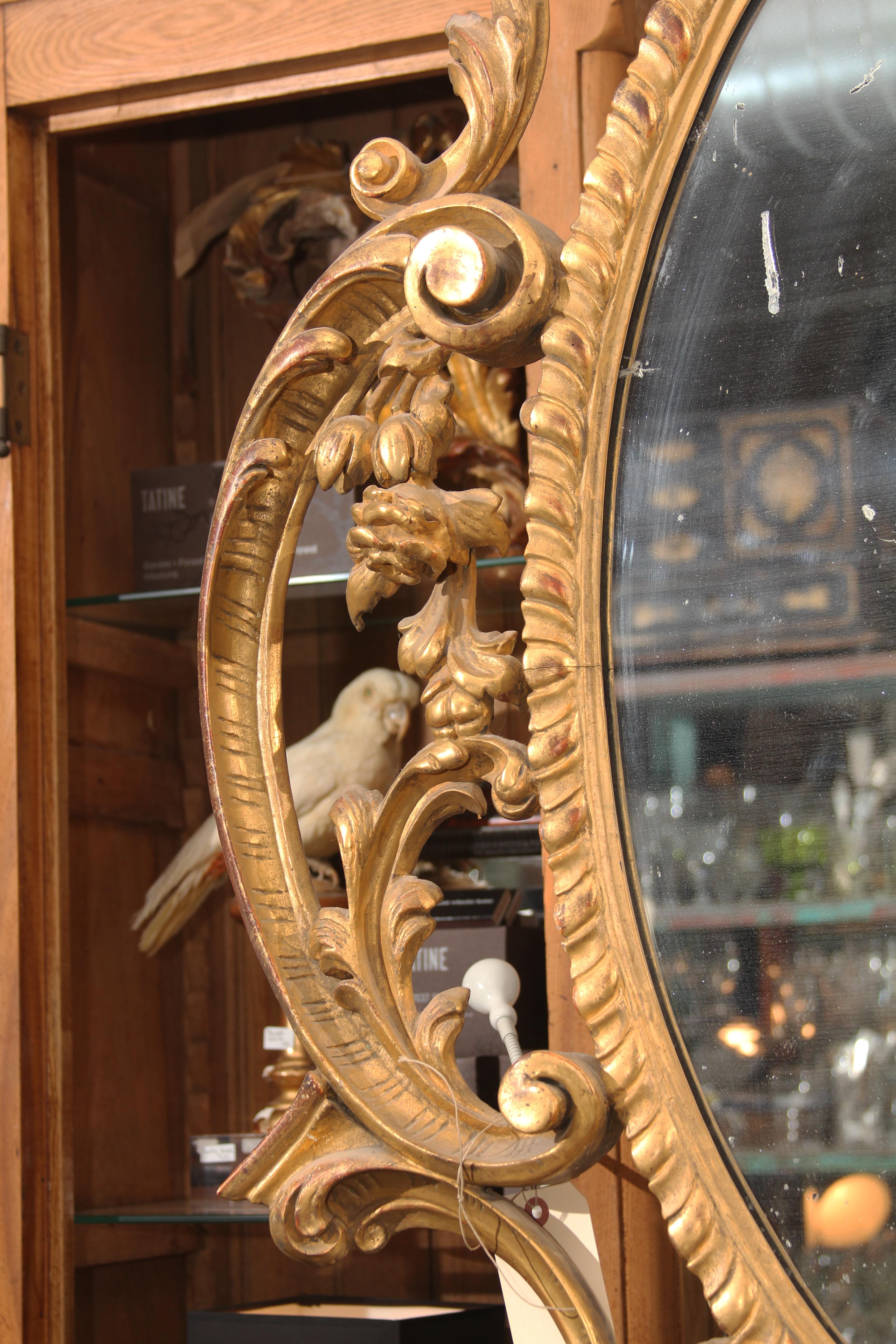 Late 18th Century Ornate Carved Wood and Gilt Mirror 1