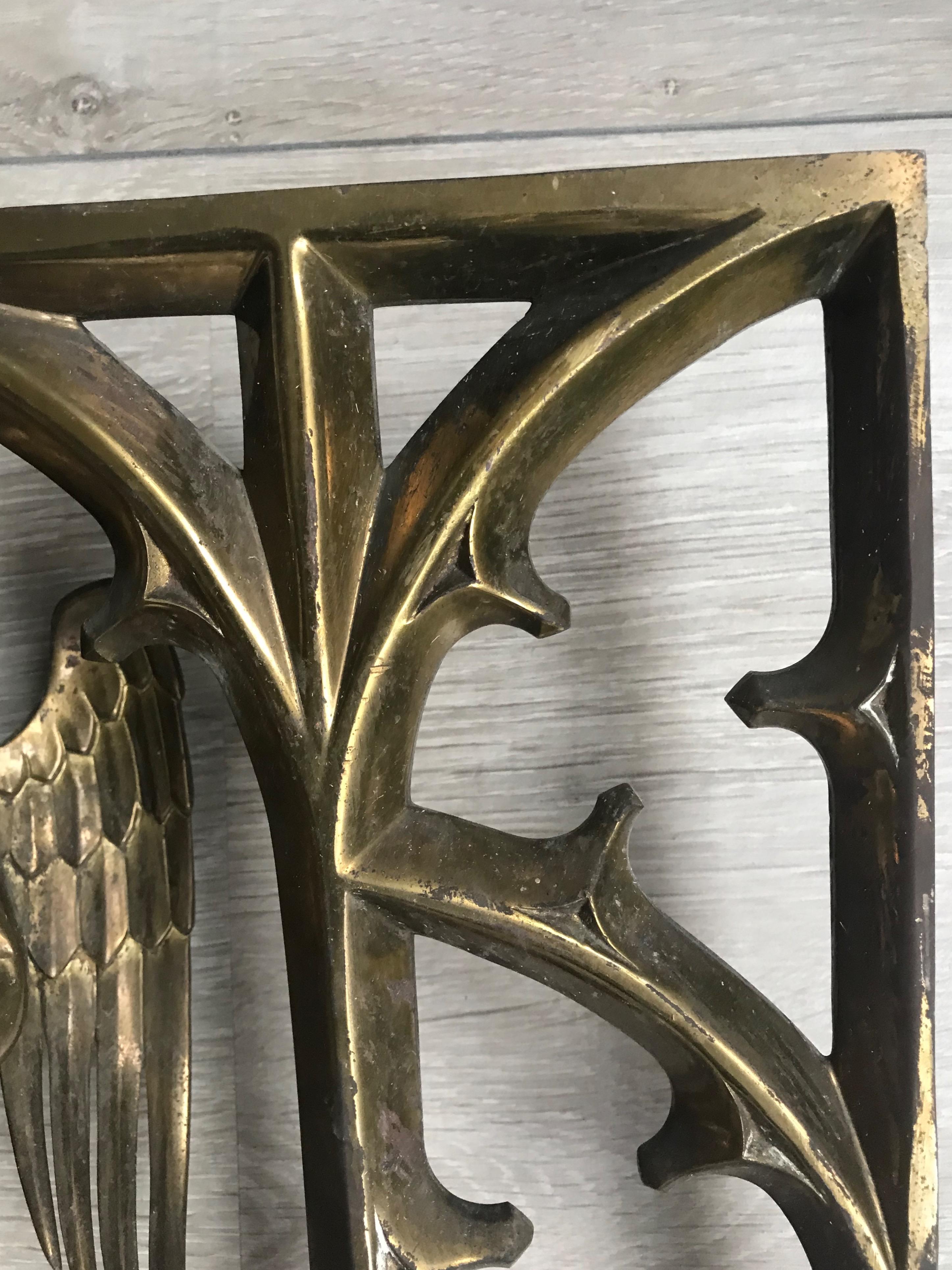 Late 1800 Bronze Window Frame Winged Angel Sculpture Presenting Veronica's Veil 11
