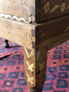 Late 1800 Inlaid Wood Dovetailed Mexican Trunk