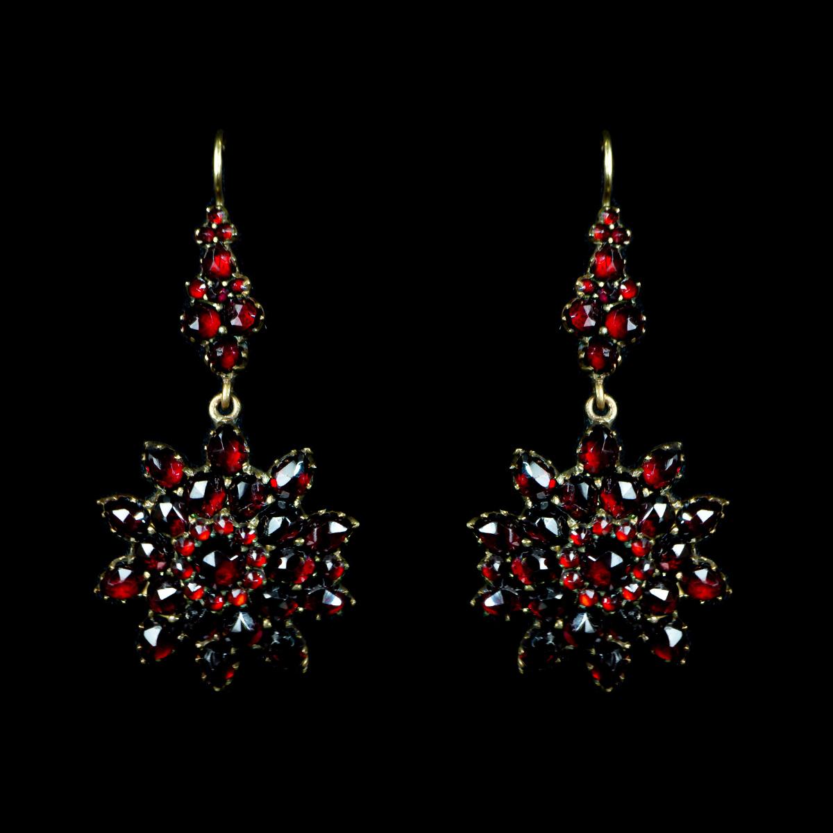 antique bohemian garnet earrings