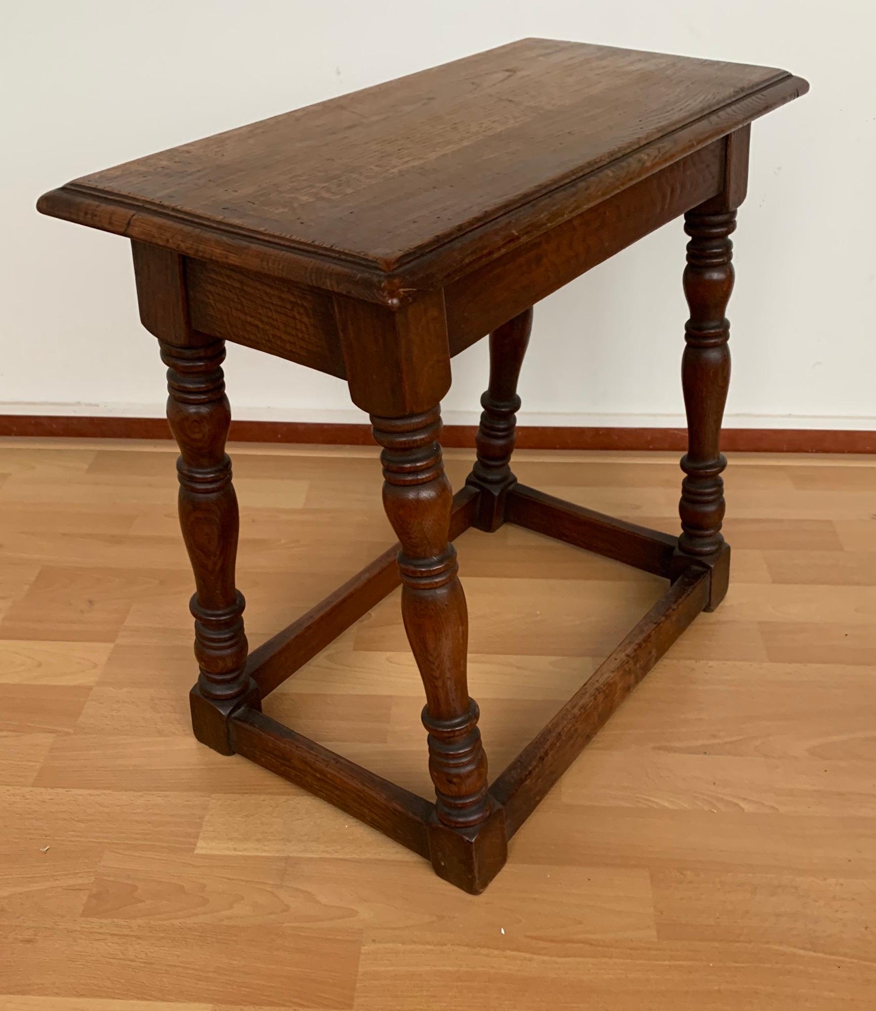 Antique Handcrafted and Stable Solid Oak & Great Patina Joint Stool Or Table For Sale 3