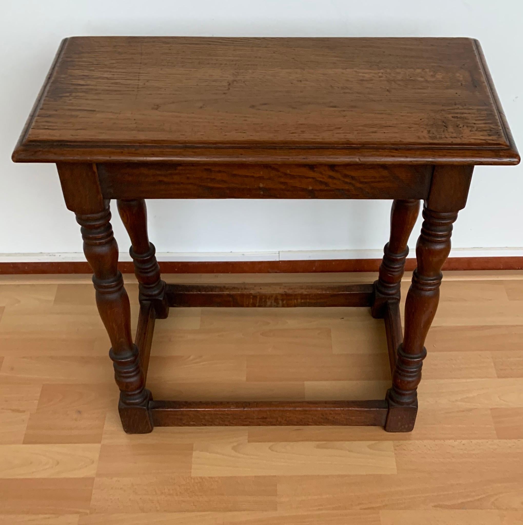 Antique Handcrafted and Stable Solid Oak & Great Patina Joint Stool Or Table For Sale 10
