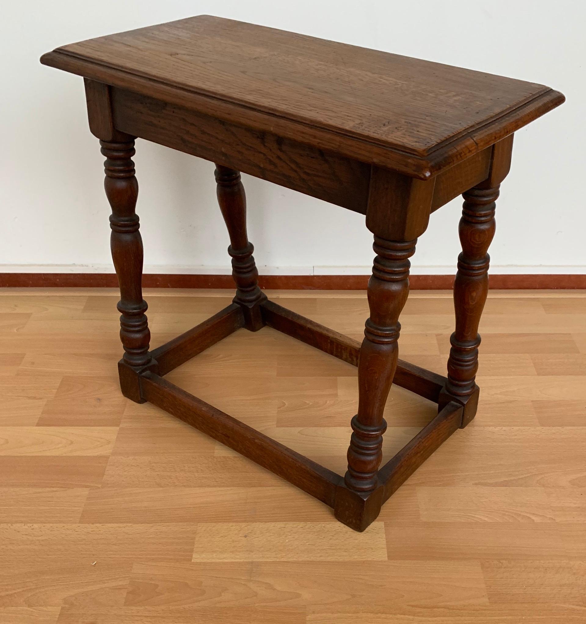 Antique Handcrafted and Stable Solid Oak & Great Patina Joint Stool Or Table For Sale 12