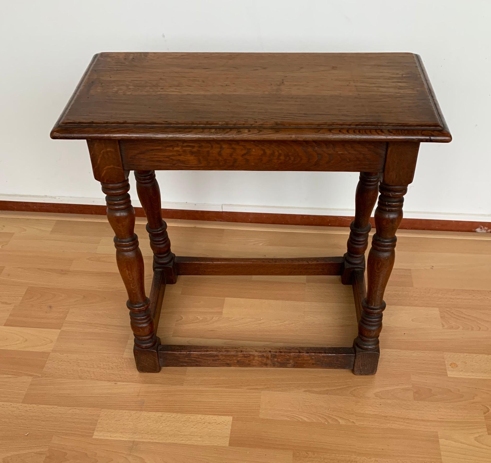 European Antique Handcrafted and Stable Solid Oak & Great Patina Joint Stool Or Table For Sale