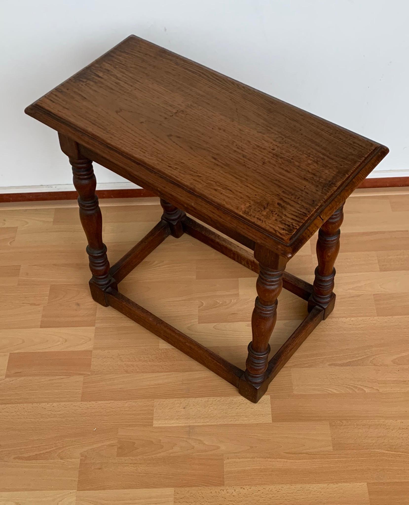 Hand-Crafted Antique Handcrafted and Stable Solid Oak & Great Patina Joint Stool Or Table For Sale