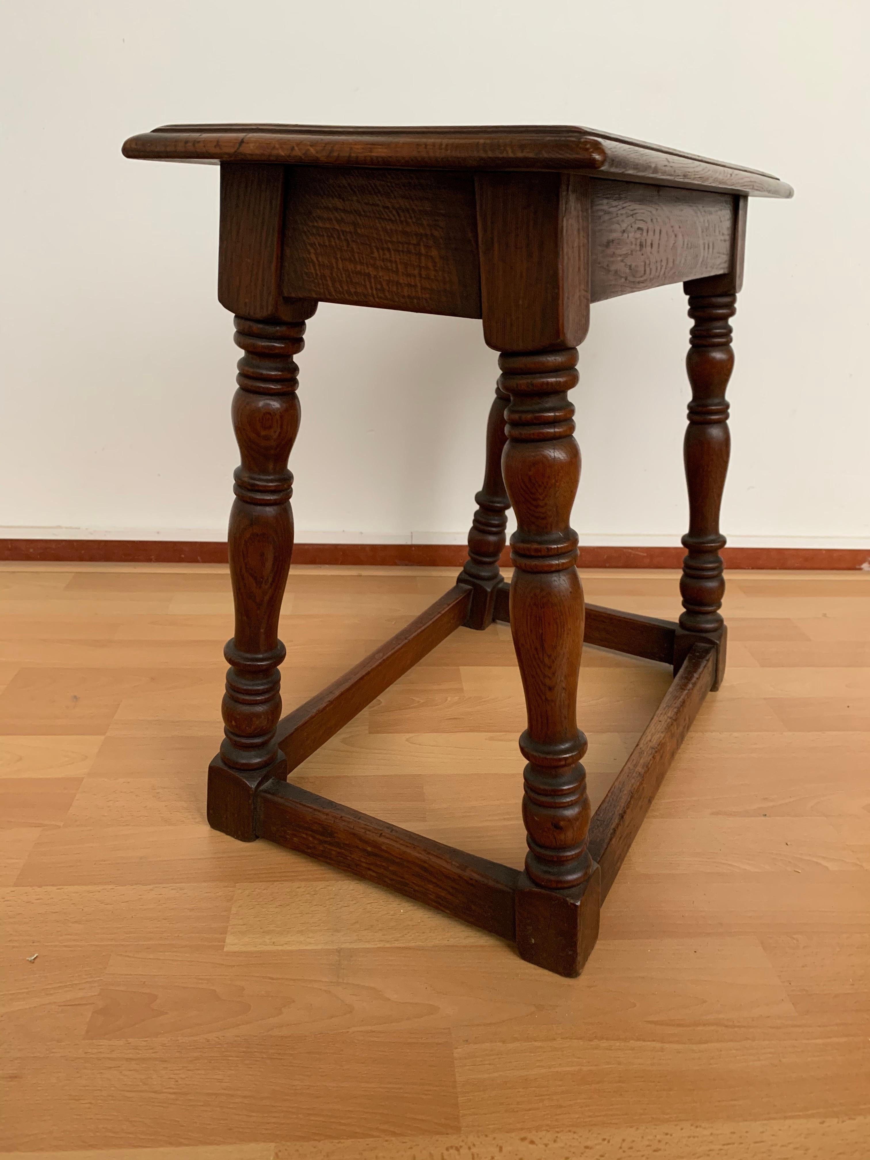 Antique Handcrafted and Stable Solid Oak & Great Patina Joint Stool Or Table For Sale 2