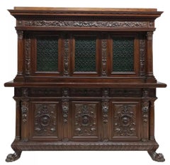 Late 1800's Antique Italian Renaissance Revival, Carved, Walnut Sideboard!