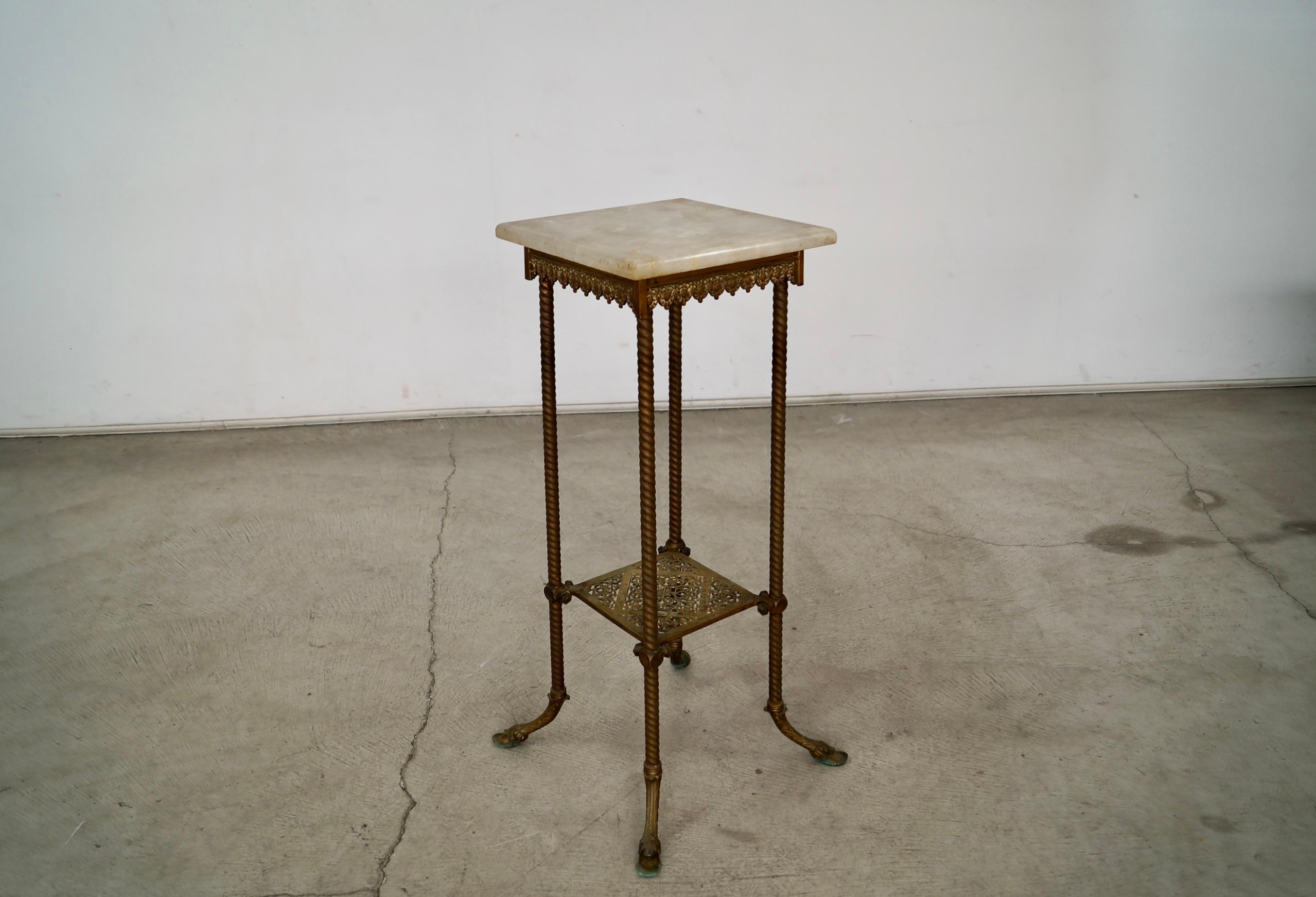 Late 1800's Antique Victorian Hoof Footed Solid Brass & Onyx Stand Table 3