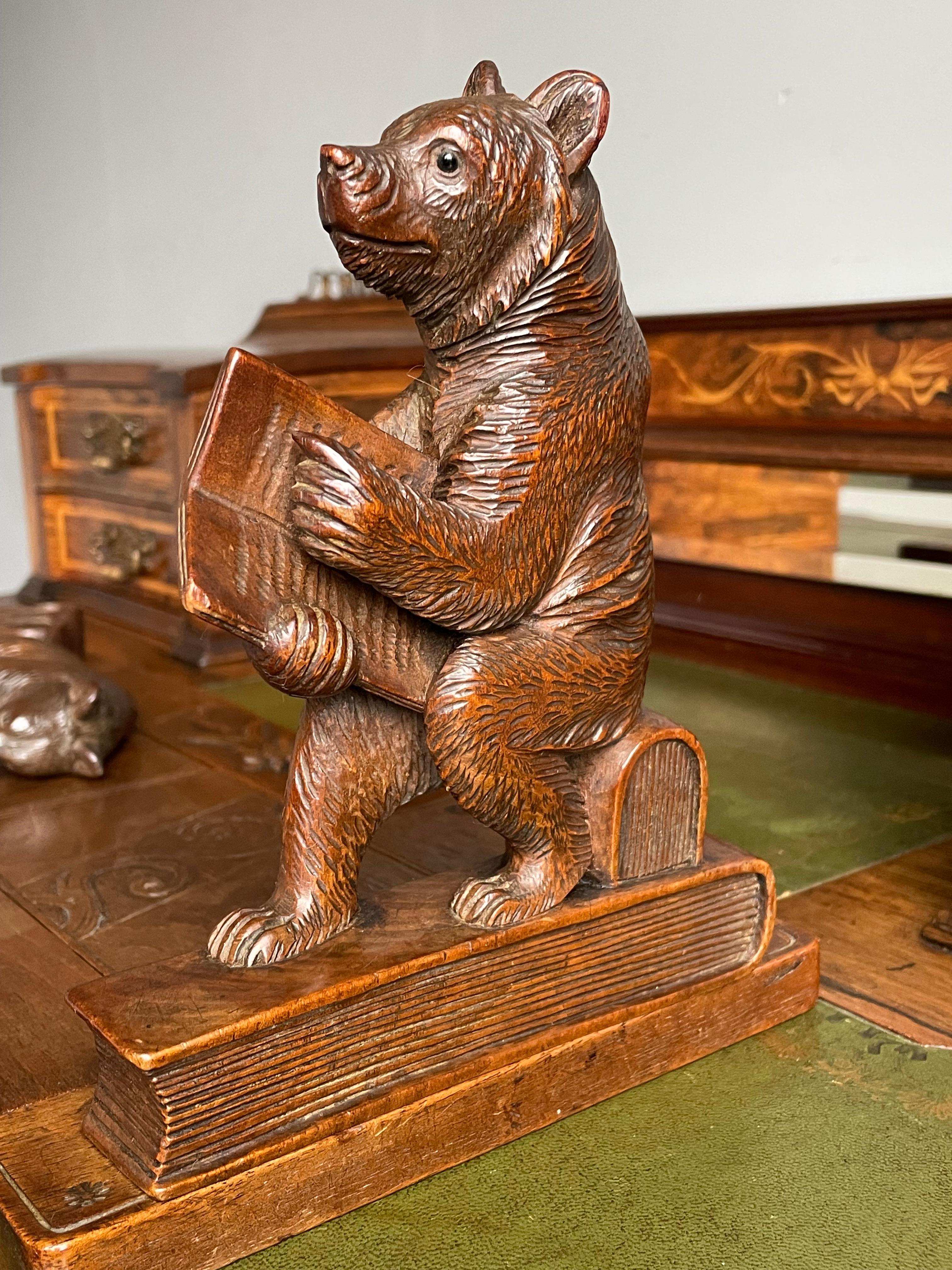 Antique Swiss Black Forest bookends, larger and better carved than average.

Finding antique Black Forest works of art always feels like a blessing. Especially when they involve bear sculptures, because they have always been the most sought after.