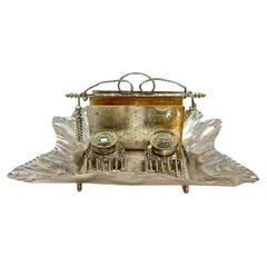 Late 1800's Double Ink Well & Letter Holder- Von Agnes Moorehead Estate