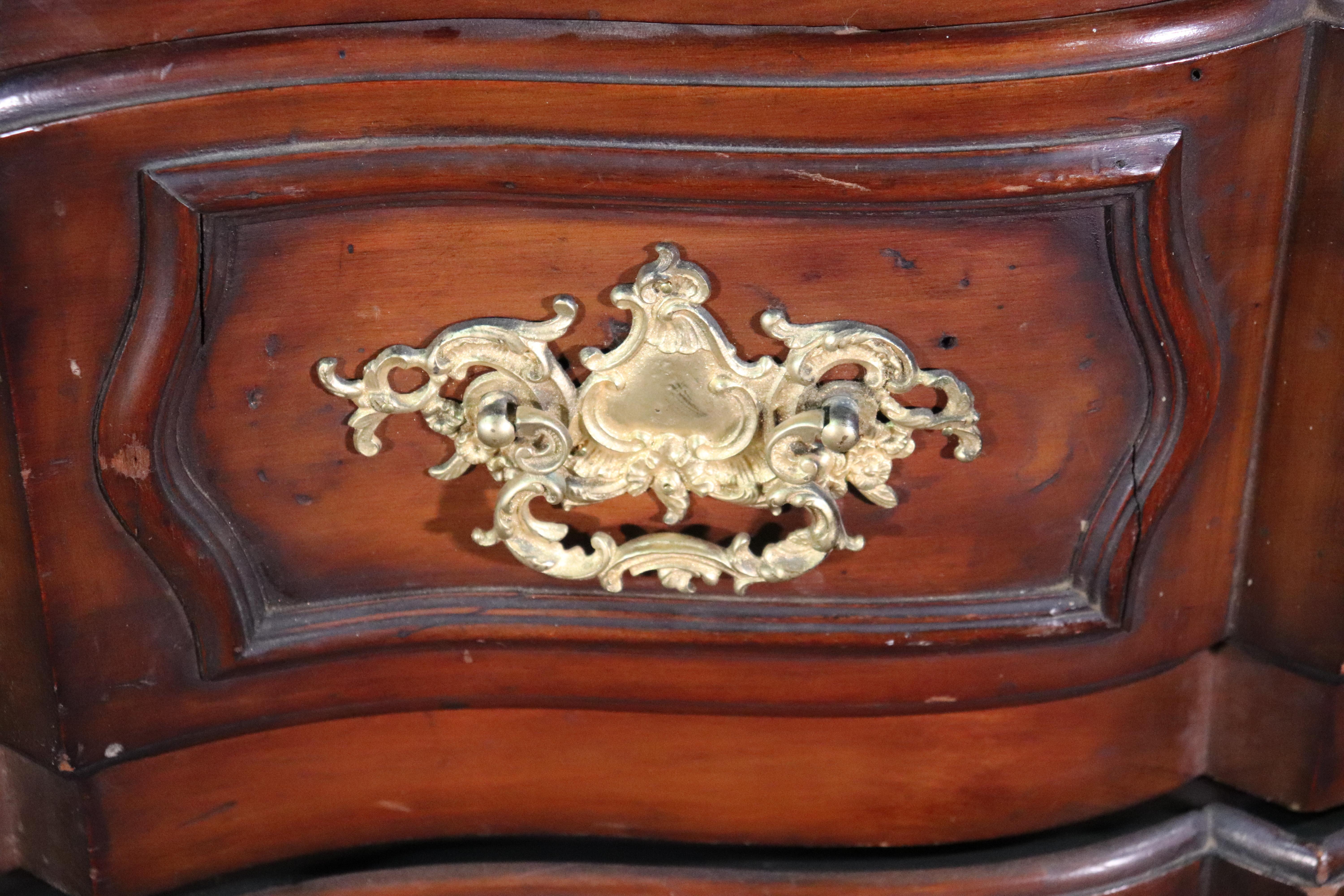 Late 19th Century Late 1800s Era French Louis XV Carved Walnut and Bronze Ormolu Dresser Commode