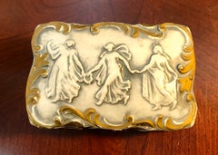 Late 1800s French Bisque Porcelain Gilt Trinket Box with Trays, Three Graces